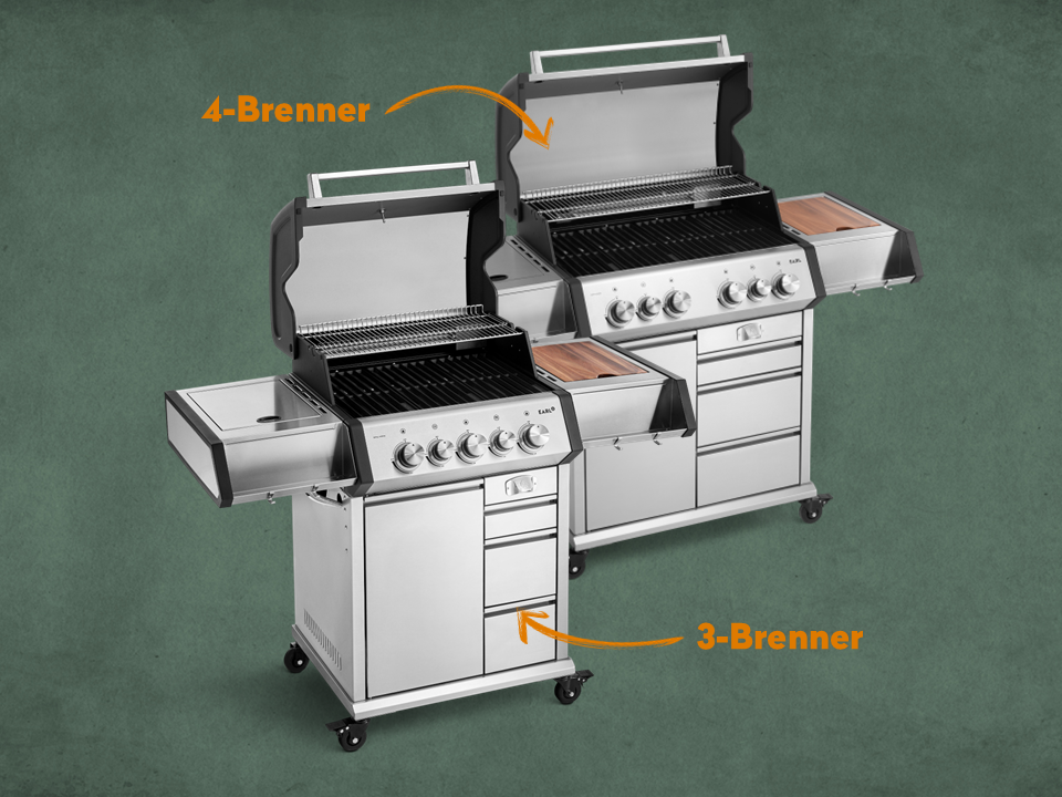 EARL 3-Brenner und Big EARL 4-Brenner Gasgrill nebeneinander