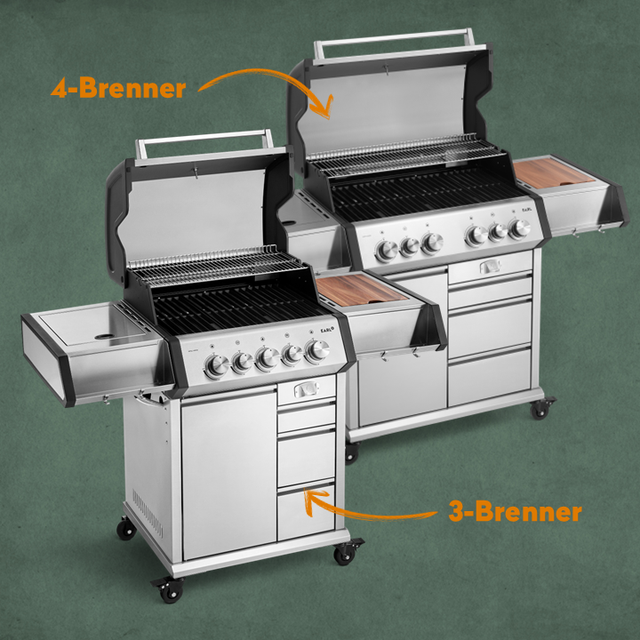 EARL 3-Brenner und Big EARL 4-Brenner Gasgrill nebeneinander