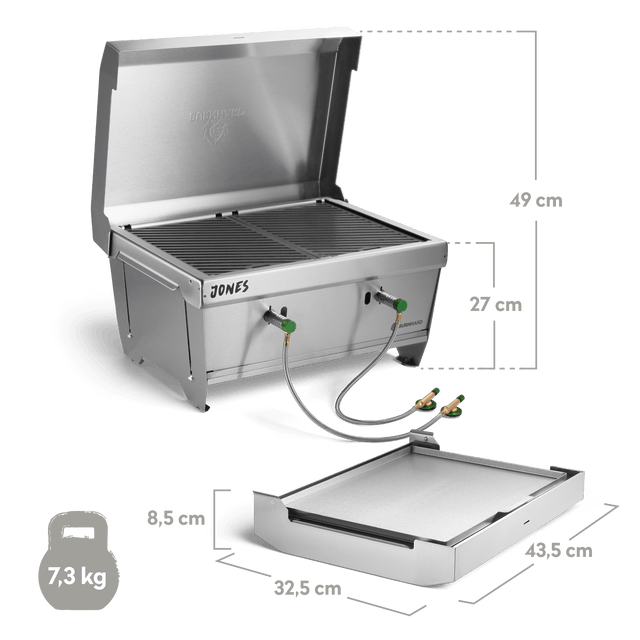 Maße JONES Klappgrill